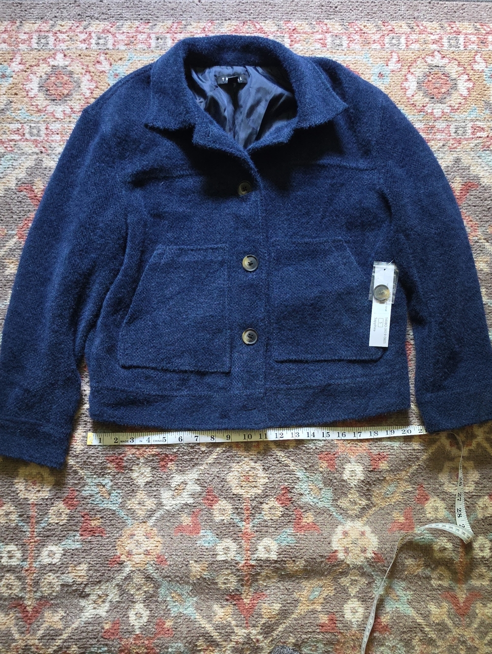 Womens Tribal Sapphire Size P/S Navy Blue Button-Front Jacket 2